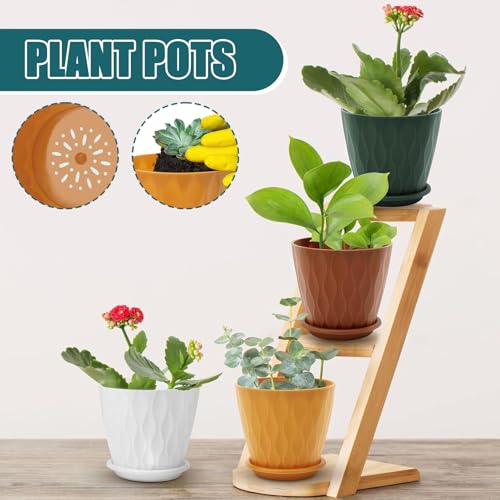 Pot de fleurs robuste avec trou de drainage et soucoupe amovible pour terrasse