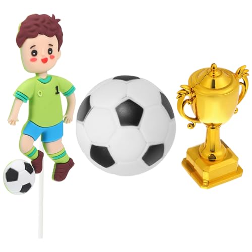 Décoration gâteau football en silicone durable, lot de 3 accessoires