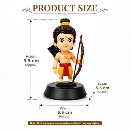 Image of Ram Ji Idol | Cute Lord Ram Figurine for Car Dashboard, Home Decor & Gift | Premium Hindu God Statue | Decorative Spiritual Murti | Multicolour Pink Gold Red Blue | 10 cm Height