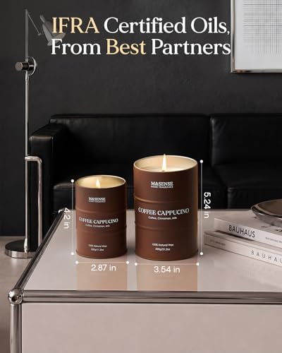 Image of M&SENSE Coffee Cappuccino Large Scented Candles Christmas Decor, Hoilday Soy Wax Christmas Candle 21.2oz 120 Hours, Coffee Aroma Candle Unique Housewarming Appreciation Gifts