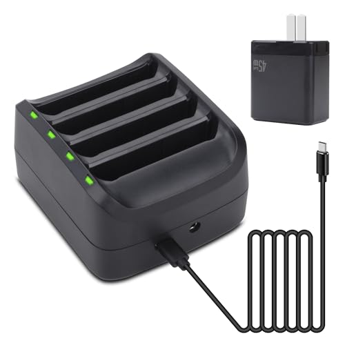 TZRONG 4-Slot Battery Charging Cradle Kit for Zebra TC51 TC52 TC56 TC57 TC510 TC52X TC520L Barcode Scanners | Compatible with BT-000314 Battery - Charger Station with Adapter SAC-TC51-4SCHG-01