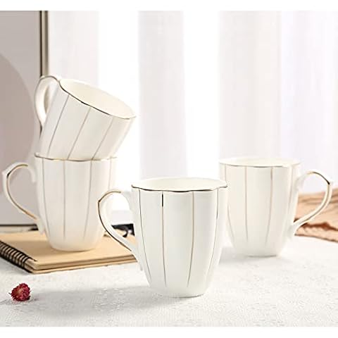 DUJUST Coffee Mug Set: Luxury British Design with Handcrafted Golden Trims Cover