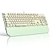Camiysn Typewriter Style Mechanical Gaming Keyboard, Green Retro Punk Gaming Keyboard with White Backlit, 104 Keys Blue Switch Wired Cute Keyboards, Round Keycaps for Windows/Mac/PC