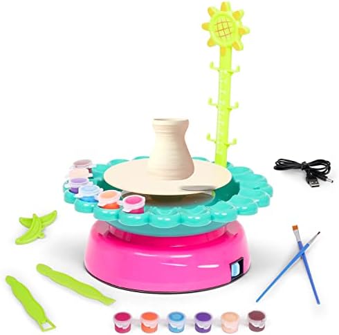Pottery Wheel for Kids, Pottery Wheel Kit with Electric Motor,Air Dry Clay,ApronII Pottery IKit for Kids Boys and Girls Green