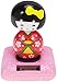 Solar Bobble Shaking Head Dancing Toy Kimono Doll Figures Statue Car Dash Board Ornaments for Car Vehicle Decoration - Red