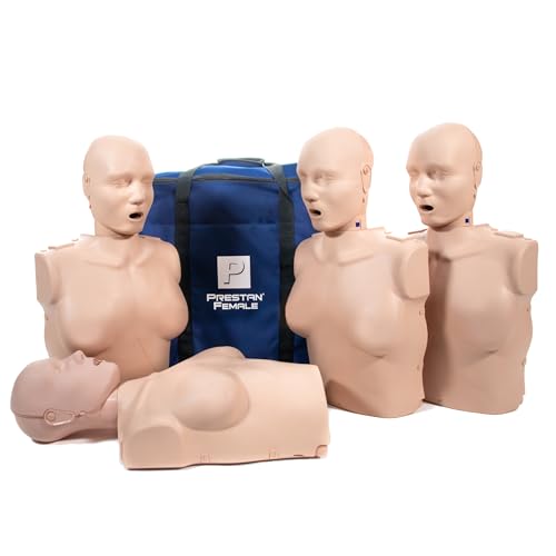 Image of PRESTAN Professional Adult Female Manikin with CPR Feedback, 4-Pack (Medium Skin); Includes 50 Adult Face-Shield /Lung-Bags, Carry Bag and Instructions