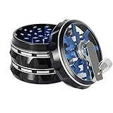 BOUNOUS 2.5' Hand Crank Grinder, Clear Top Aluminium Grinder, Black and Blue