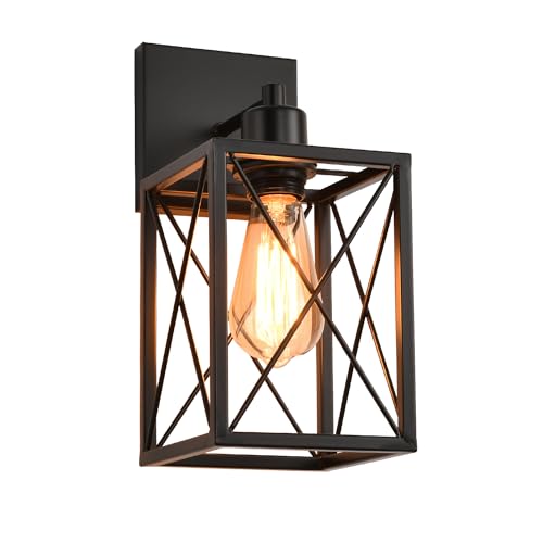 Image of Rotatable Angle Black Wall Sconce Set of Two,Metal Vintage Dimmable Wall Sconces,Industrial Wall Lights for Bedroom Bedside Doorway