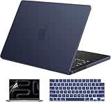EooCoo Case Compatible with MacBook Pro 14 inch M5 2026-2021 M4 M3 M2 M1 Pro/Max Chip, Official Color-Matched Armor, Frosted Hard Shell Case with Keyboard Cover, Screen Protector - Matte Midnight Blue