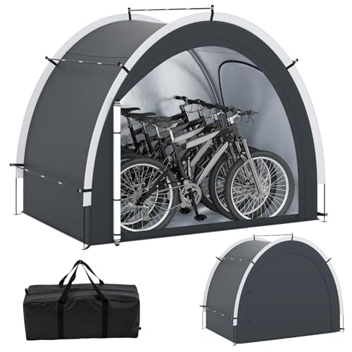 COSTWAY Tenda per Bicicletta Attrezzi, Capanna Portatile da Esterno con Tessuto Oxford Impermeabile, Ingresso Laterale e Borsa da Trasporto, Grande Copertura per 5 Biciclette, per Giardino e Garage