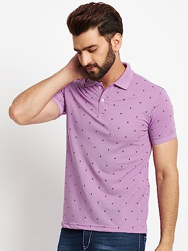 Image of Men's Cotton Half Sleeves Printed Polo T-shirt-POLO105