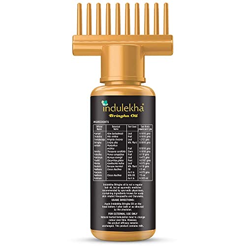 Indulekha-Bringha-Ayurvedic-Hair-Oil-100-ml-Hair-Fall-Control-and-Hair-Growth-with-Bringharaj-Oil-Comb-Applicator-Bottle-for-Men-Women