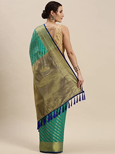 Image of Panzora Women's Banarasi Silk Woven Zari Work Saree With Unstitched Blouse Piece