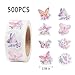 500 Sheets Butterfly Flower Stickers Roll 1 Inch Colorful Cute Butterflies Fun Summer Pink Butterfly Shape Seal Labels Gift Wrap Stickers for Kids Teens Scrapbook Envelopes