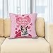 GABSHAIM Happy Valentine's Day Pillowcase Custom Rat Terrier Dog Name Pillow Cover Canvas Pillowcase with Pink Heart Pattern for Sofa Couch Decor 18 x 18 Inches