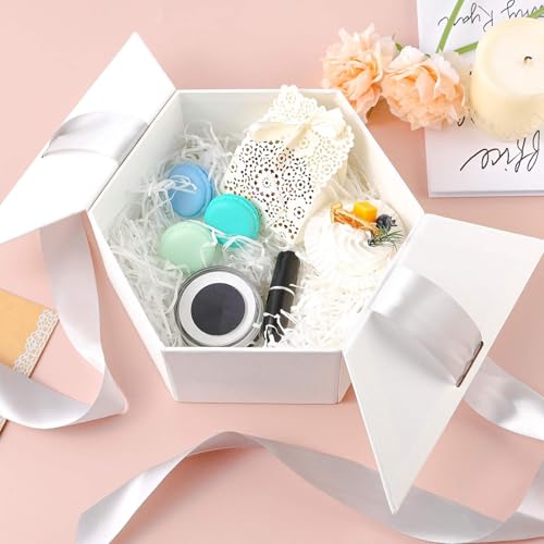 200g Raffia Gras Füllmaterial Geschenk, Geschreddertes Papier für Geburtstage, Weihnachten, Hochzeiten und Jubiläen, Füllmaterial zur Dekoration von Geschenkboxen und Körben (Weiß)