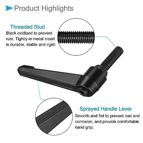 Image of Clamping Lever Handles, M10 x 30mm Male Thread, Adjustable Quick Release Locking Rotating Bolt Knobs Black - (Applications: for Lathe Machinery), 3-Pieces