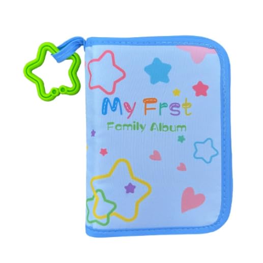 Baby Photo Album Soft Cloth Safe Baby Memory Album Book with Mirror Cute My First Family Photo Book Holds Fabric Kid Memory Keepsake Present for Kids Newborn Toddlers(blue,1)