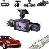 Wireless Dash Cam Front and Rear, Full View Car Dashcam System, Rechargeable 360 1080p 4 Channel Full Coverage Dash Cam with Adjustable Lenses and Night Vision (1Set)