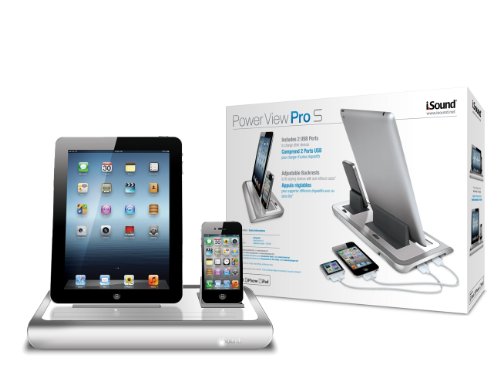 iSound Power View Pro S Charge and View Dock with 2 Apple 30 Pin Charge for iPad 1 2 & 3, all iPhones (except for iPhone 5 and above) , all iPod touches and more (white)
