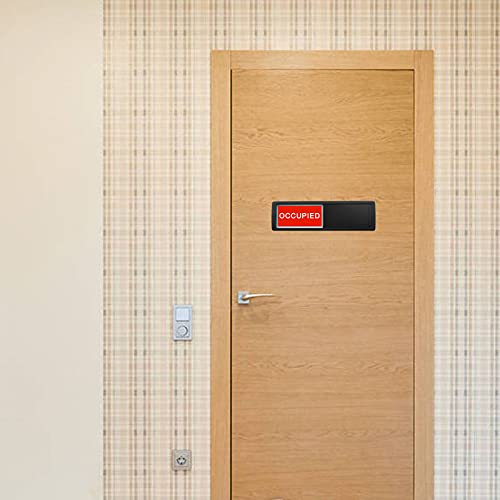 Image of Vacant Occupied Privacy Sign, Vacant Occupied Door Sign for Home Office Restroom Conference Hotels Hospital, Slider Door Indicator Tells Whether Room Vacant or Occupied, 7'' x 2'' - Black