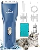 oneisall Pet Clipper for Cat Matted Hair, Pet Shaver for Cats Quiet Pet Clippers Waterproof Cordless Cat Clippers for Matted Hair Long Hair with Storage Bag (Blue)