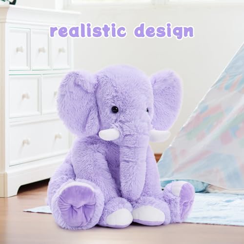 Image of MorisMos Large Elephant Stuffed Animal, 19.6inch Soft Stuffed Elephant Plush Companion Gifts for Girls Boys, Purple