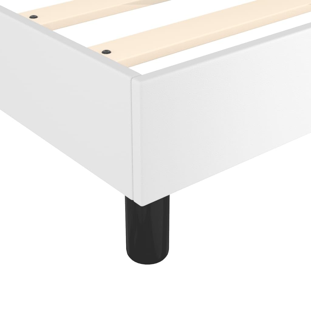 vidaXL Estructura de Cama con Somier, Somier de Matrimonio de Listones, Base de Cama Tapizada, Mueble para Dormitorio Hogar, Cuero Sintético Blanco 200x200 cm