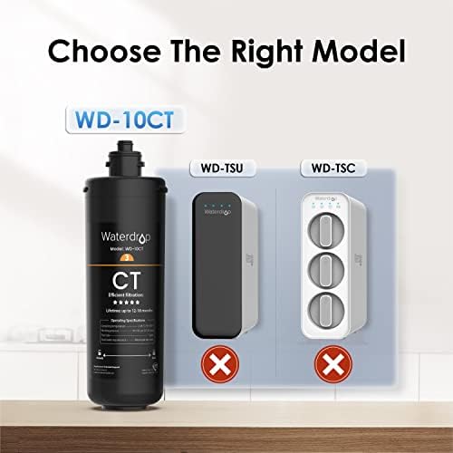 Waterdrop WD-10CT Filtr do wody pod zlewem, Wymiana dla Waterdrop TSA i TSB 3-stopniowego systemu filtra do wody pod zlewem
