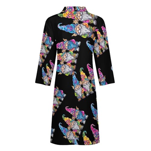 Peace Gnome Men's Bathrobes Soft Long Robe Lightweight Nightgown Sleepwear Loungewear4