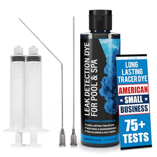 Escentile Pool Leak Detection Dye Kit - with 2 Precision Applicators - 75+ Tests - Superior Long Lasting UV Pool Dye Easily Locates Leaks - for All Pool, Spa, & Hot Tub Types - 8 OZ (Vibrant Blue)