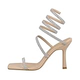 Richealnana Glitter Straps For Party Prom Bling Sandals For Women High Heel Stilettos Square Toe One