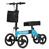 ELENKER Steerable Knee Walker Deluxe Medical Scooter for Foot Injuries Compact Crutches Alternative Sky Blue
