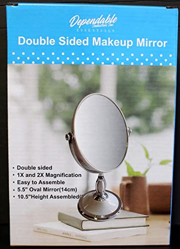 Dependable Industries Inc. Essentials Double Sided Oval Shape All Purpose Makeup Mirror 2X Magnification Dresser Table Top #TOP22