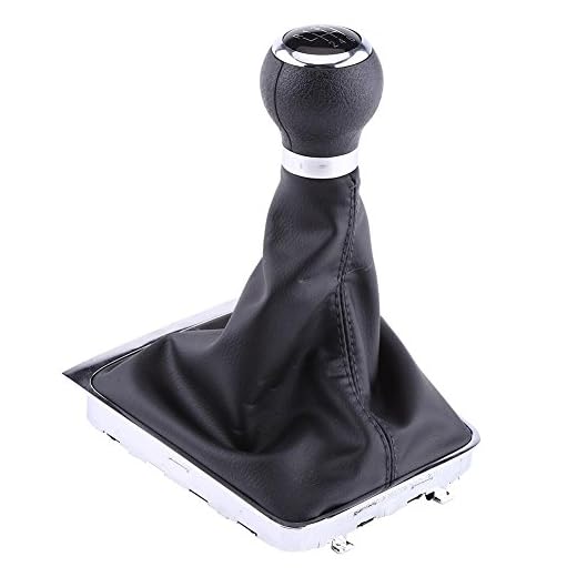 6 velocidades Manual Gear Shift Knob Gaiter Boot Cover Kit Negro de cuero del coche Gear Stick Knob cubierta