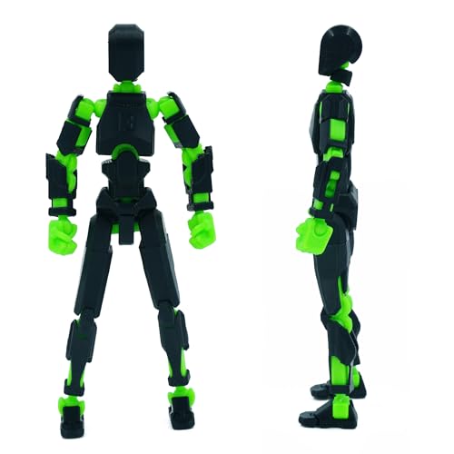 Image of Dummy 13 Action Figure Robot | Fully Articulated 3D Printed Robot Toy | 5.4-inch Collectible Figurine | Matte Finish| Unassembeled (Black-Green)