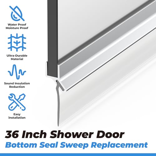 PalpitateC Shower Door Bottom Seal Clear Vinyl Shower Door Drip Sweep Fit for Framed Shower Doors Angled T Drip Sweep - 36" Framed Shower Doors Bottom Seal