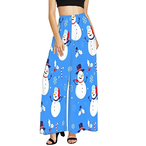 Pantalon décontracté à jambe large femme taille haute palazzo long fluide grande taille 4XL