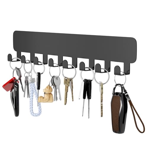 pickpiff Schlüsselbrett mit 8Haken, Schlüssel Organizer Wand Schwarz, Schlüsselhalter für Wandhaken Dekor, key holder