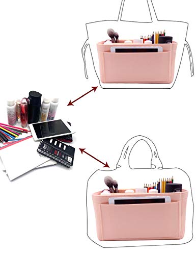 Image of LEXSION Felt Purse Organizer Insert, Tote Bag Shaper Dividers with 5 Sizes, Pink 8023, X-Large | LEXSION Felt Purse Bag Organizer Insert with zipper Bag Tote Shaper Fit Speedy Neverful PM MM