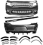 IKON MOTORSPORTS, Whole Kits Compatible With 2015-2022 Dodge Charger, Widebody Style Front Rear Bumper Grille Side Skirts Fender Flare IKON Style Matte Black Diffuser Whole Bodykits