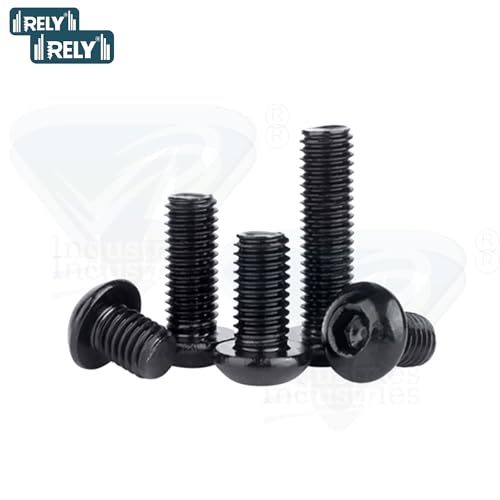 Image of Rely⇒VP INDUSTRIES (Pcs-25) M3x8mm Button Head Cap Screw High Tensile 10.9 Grad| Allen Head Button Cap Screw with Allen Key 1 Pc Free | Allen Round Mushroom Head Screw Alloy Steel Black