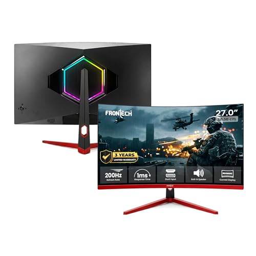 Image of FRONTECH 27-inch (68.58 cm) Curved Gaming Monitor, 200Hz Refresh Rate, Full HD 1080p, Free Sync, Flicker-Free, HDMI & DP Dual Input (MON-0052)