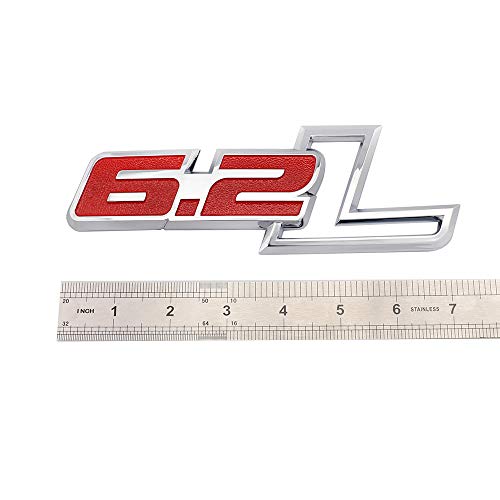 Image of COMK 3D 6.2L Engine Emblems Badge Trunk Door Fender Bumper Auto Sticker Decal for 19-21 Chevrolet Silverado 6.2L Gloss Black Emblem Sierra Camaro GMC Ford F150 F250 F350 Trucks (Sliver-Red)