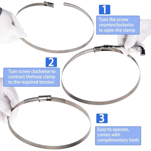 SMLCON 6 Pack Stainless Steel Hose Clamps - Adjustable 2.5\"-3.5\" (70-90mm) Worm Gear Hose Clamps with A Socket Wrench for Plumbing,Automotive And Mechanical Application - Thumbnail 4