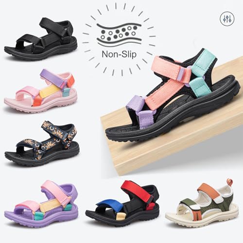 Image of vibdiv Boys Girls Sandals Open-Toe Summer Outdoor Unisex Child Sport Sandals Athletic Lightweight(Toddler /Little Kid /Big Kid)