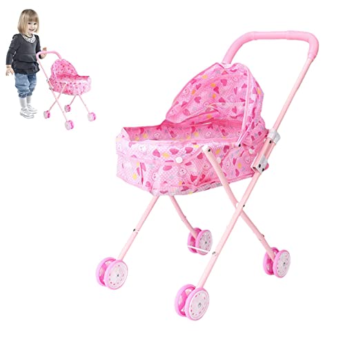 Carrinho de boneca | Carrinho de bebê dobrável para bonecas,Carrinho de boneca de grande capacidade,