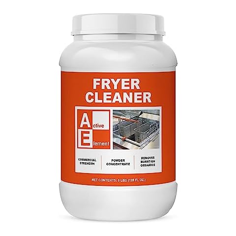Active Element Fryer Cleaner - 8-lbs - Fryer Boil Out - Contains 21 Cleanings - Concentrated Powder - Commercial Strength - Removes Burnt On Organics - Deep Fryer Cleaner Cover