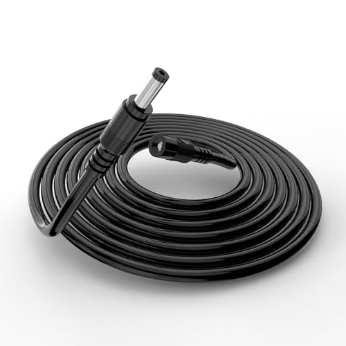 Tonton Cable de Extensión 15W 5m 12V 1,25A para Alexa Echo Dot (3.ª/4.ª Gen), Echo Dot con Reloj, Echo Show 5, Fire TV Cube (Negro, 18AWG)