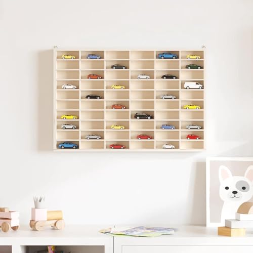 Petits objets rangés grâce à la vitrine bois 60 cases étagère murale - 3